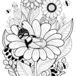 Ninja in the Enchanted Flower Field Coloring Page