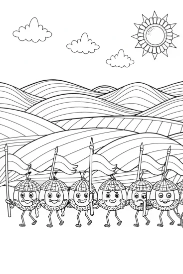 A coloring page of The Whimsical Watermelon Parade Coloring Page