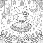 My Melody’s Starry Night Dance Coloring Page