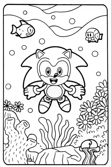 A coloring page of Sonic’s Underwater Adventure Coloring Page