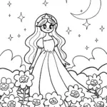 Princess of the Celestial Garden Coloring Page