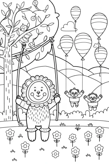 A coloring page of JJ’s Animal Costume Parade Coloring Page