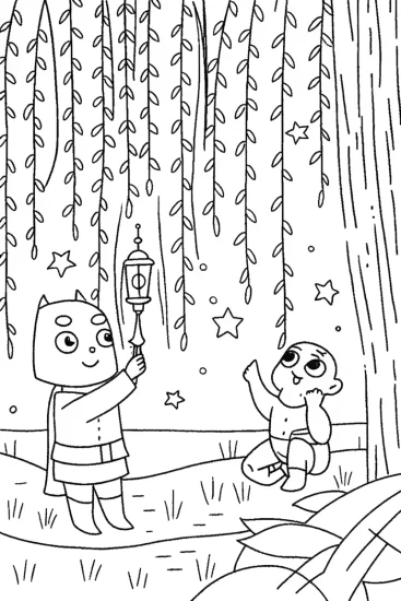 A coloring page of The Lanterns of Friendship Coloring Page