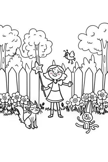 A coloring page of Gabby’s Magical Animal Sanctuary Coloring Page