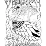 Flamingo Parade in the Enchanted Forest Coloring Page