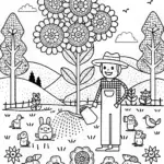 Steve’s Garden Adventure Coloring Page