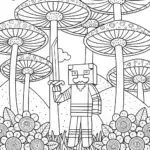 Minecraft Fungi Forest Adventure Coloring Page