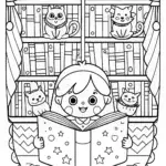 Gabby’s Cozy Book Nook Coloring Page