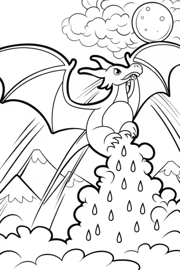A coloring page of Charizard’s Battle of the Elements Coloring Page