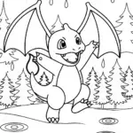 Charizard’s Gentle Rain Dance Coloring Page