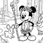Mickey Mouse as a Nature Guardian Coloring Page