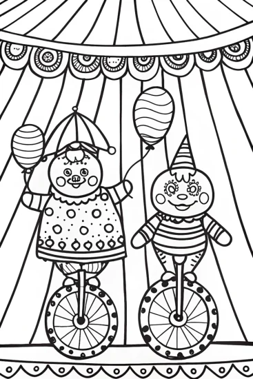 A coloring page of Squishmallow Circus Clowns Coloring Page
