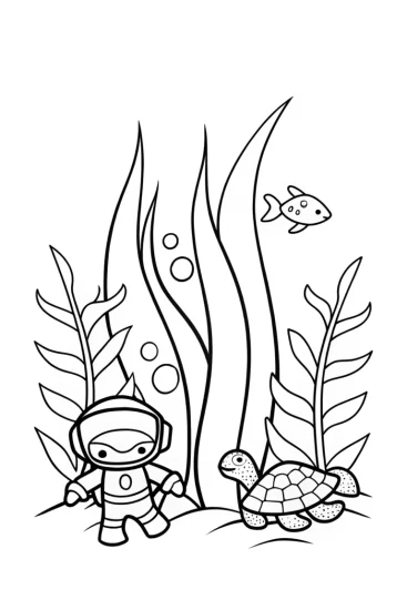 A coloring page of Kwazii’s Ocean Exploration Coloring Page