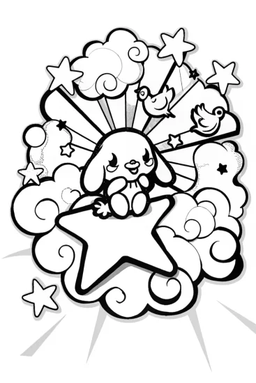 A coloring page of Cinnamoroll’s Cloudy Daydreams Coloring Page