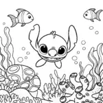 Stitch’s Underwater Wonderland Coloring Page