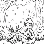 Demon Slayer and the Forest Spirit Coloring Page