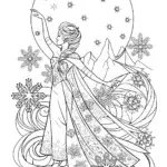 Elsa’s Celestial Ice Dance Coloring Page
