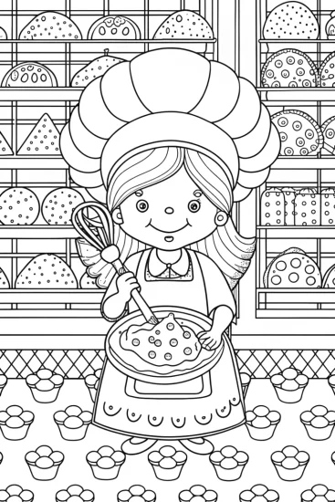 A coloring page of Strawberry Shortcake’s Berry Bakery Adventure Coloring Page