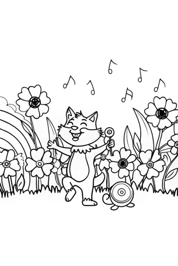 A coloring page of Rainbow Friends at the Dreamy Dance Party Coloring Page