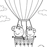 Peppa Pig’s Magical Hot Air Balloon Adventure Coloring Page