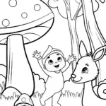 Baby’s Cozy Forest Adventure Coloring Page