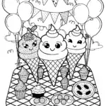 Ice Cream Garden Party Coloring Page