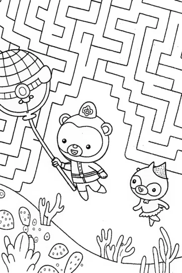 A coloring page of Octonauts’ Coral Rescue Mission Coloring Page