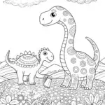 Dino Gardeners Coloring Page