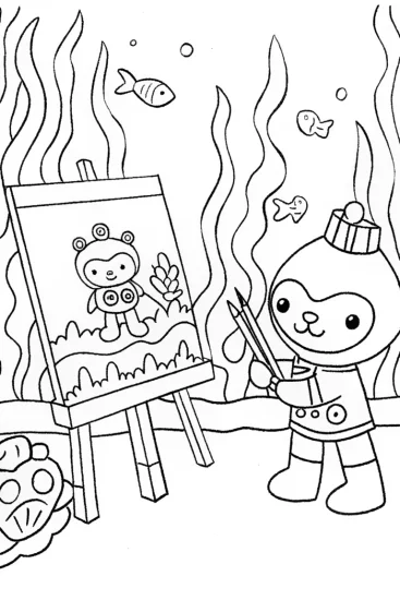 A coloring page of Octonauts’ Undersea Art Class Coloring Page