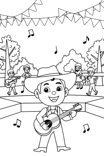 A coloring page of Creeper’s Music Festival Coloring Page