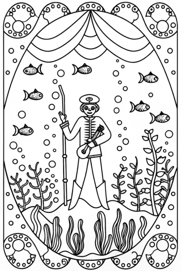 A coloring page of Captain Barnacles’ Underwater Music Festival Coloring Page