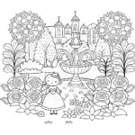 Hello Kitty’s Royal Garden Adventure Coloring Page