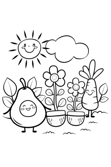 A coloring page of Shopkins Gardening Adventure Coloring Page