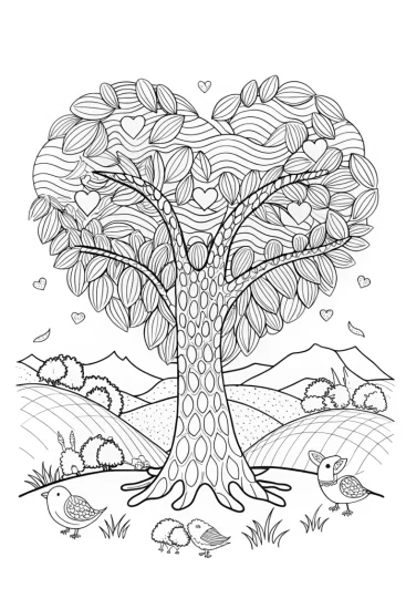 A coloring page of Heartful Connections Coloring Page