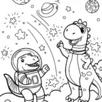 Dino Space Explorers Coloring Page