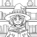 Witch’s Library of Spells Coloring Page