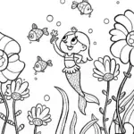 Mermaid’s Magical Garden of Wishes Coloring Page