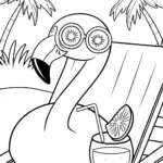 Flamingo Spa Day Coloring Page