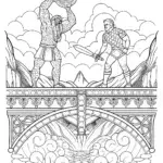 Avengers Assemble at the Bridge Coloring Page
