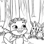 Axolotl’s Forest Festival Coloring Page