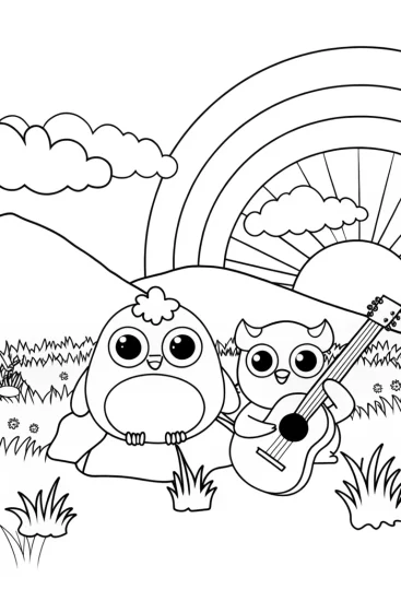 A coloring page of Squishmallow Sunset Serenade Coloring Page