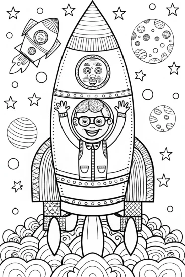 A coloring page of Blippi’s Silly Space Adventure Coloring Page