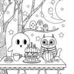 The Haunted Tea Party Coloring Page
