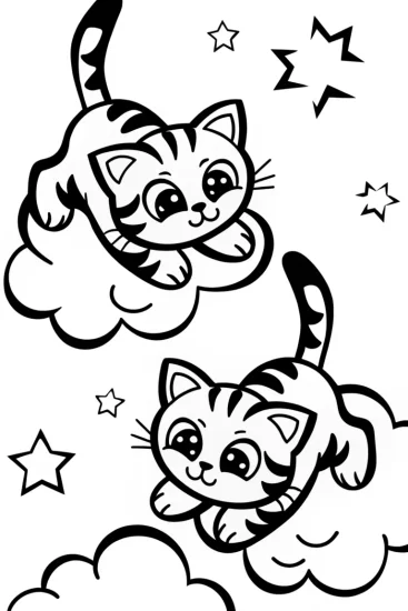 A coloring page of Whimsical Cloud Hoppers Coloring Page