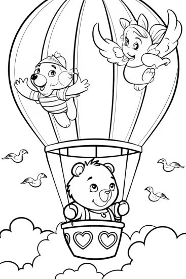 A coloring page of Care Bear’s Magical Balloon Adventure Coloring Page