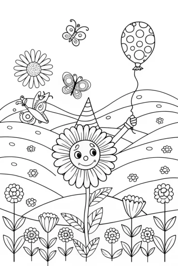 A coloring page of The Flower Festival of Friendship Coloring Page