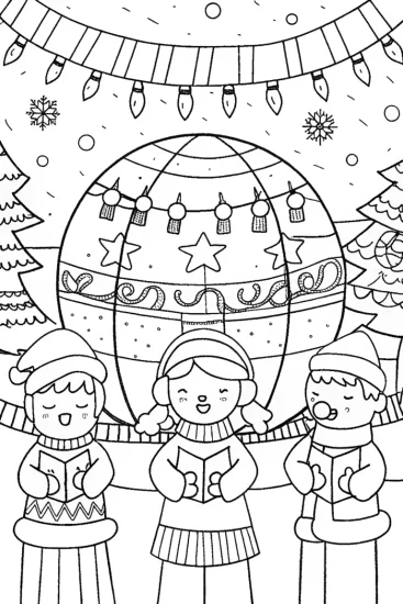 A coloring page of Celebrating Christmas Globally Coloring Page