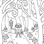 Minion in a Magical Woodland Coloring Page