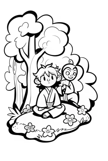 A coloring page of Demon Slayer Meditation Coloring Page