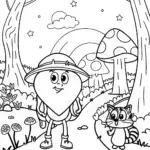 Heart Character Adventure Coloring Page